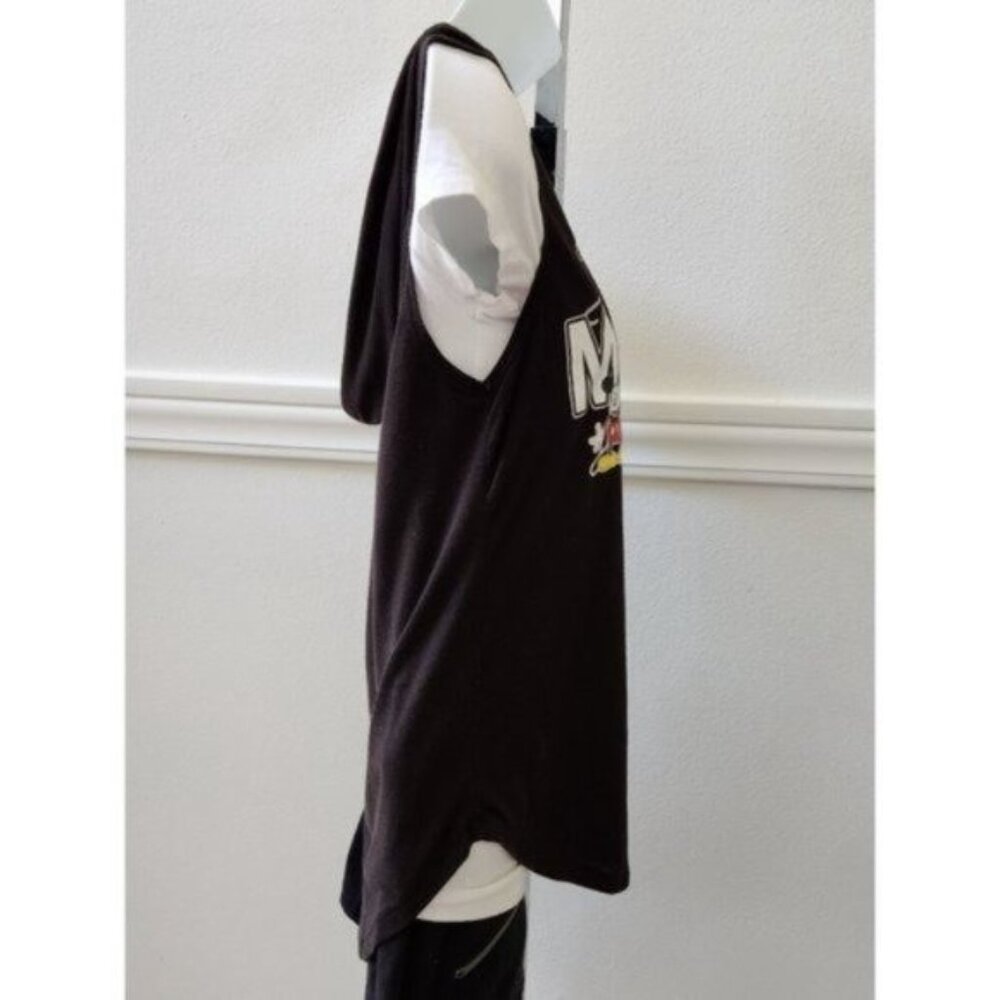 Disney Black Mickey Mouse Sleeveless Pullover Hooded T shirt Size Junior 7/9 - Picture 10 of 14
